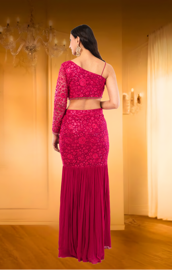 Red Fish Cut Lehenga - Image 8