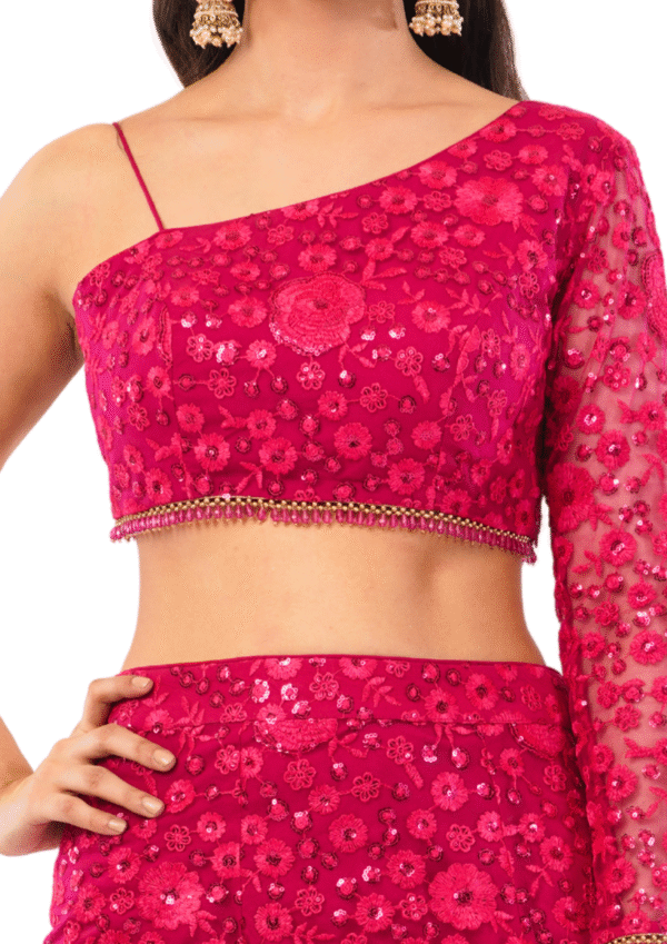 Red Fish Cut Lehenga - Image 8