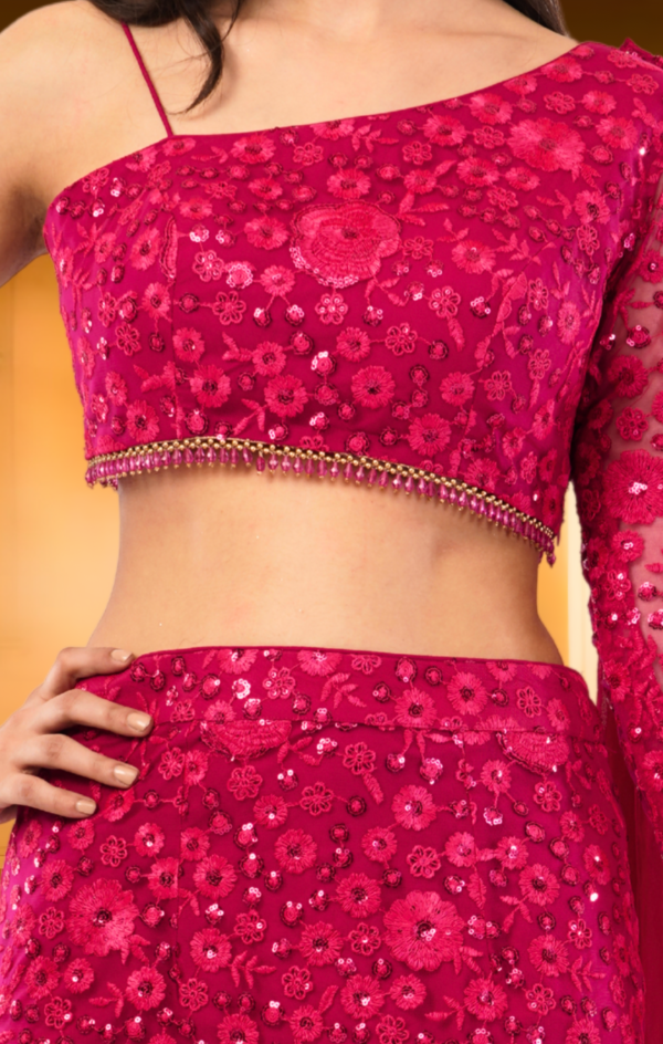 Red Fish Cut Lehenga - Image 9