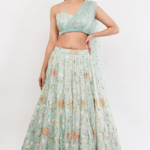 Sea Green Embroidery Work Lehenga Set