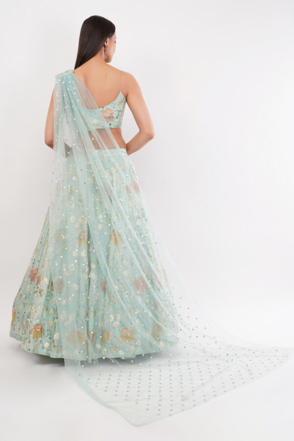 Sea Green Embroidery Work Lehenga Set - Image 2