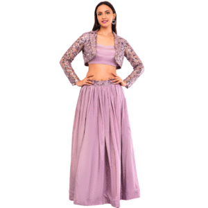 Sequin Cut Work Jacket Lehenga Set