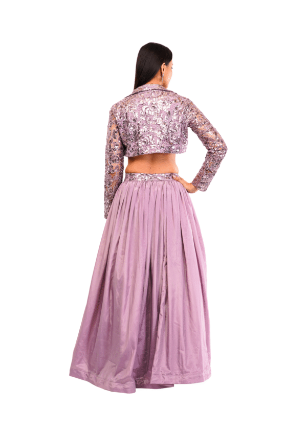 Sequin Cut Work Jacket Lehenga Set - Image 3