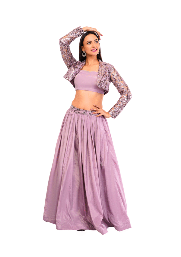 Sequin Cut Work Jacket Lehenga Set - Image 2