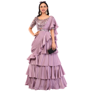Luxury Lavender Crepe Lehenga Set