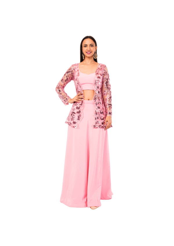 Designer Cut Work Crop Top with Palazzo