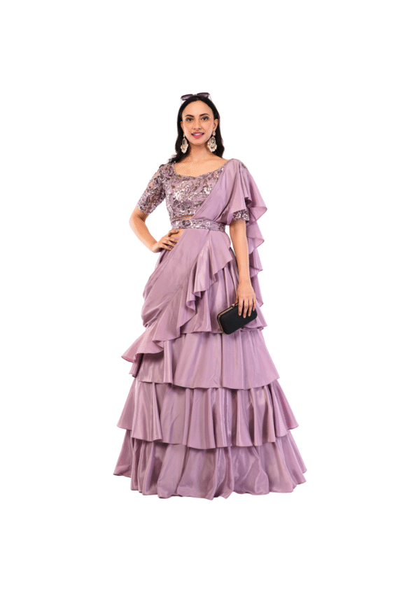 Luxury Lavender Crepe Lehenga Set