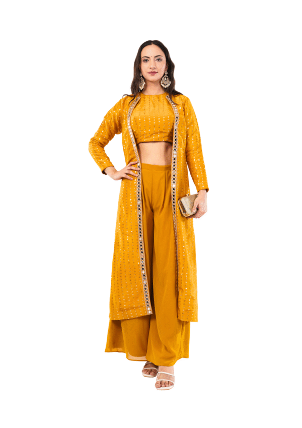 Three-Piece Mirror Work Ethnic Ensemble - Image 13