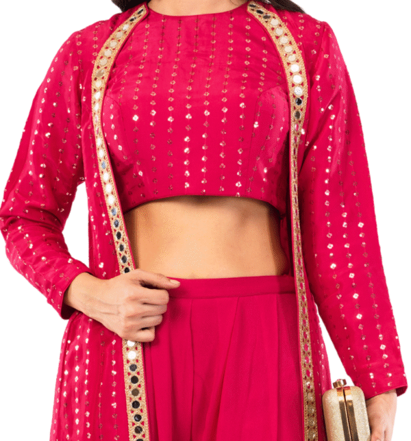 Three-Piece Mirror Work Ethnic Ensemble - Image 16