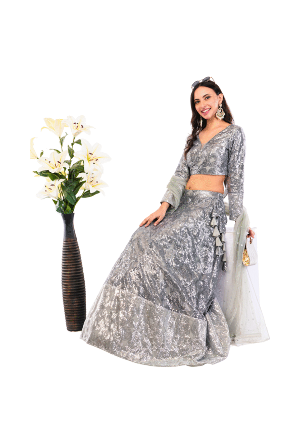 Luxury Sequin Embroidered Lehenga Set - Image 15
