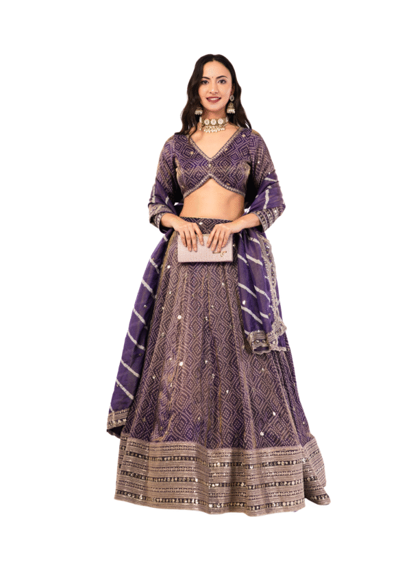 Bandhani Embroidered Lehenga Outfit - Image 2