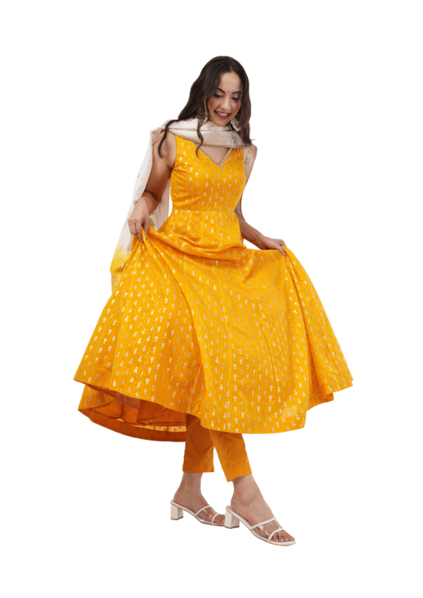 Sunshine Yellow Anarkali Suit Set - Image 6