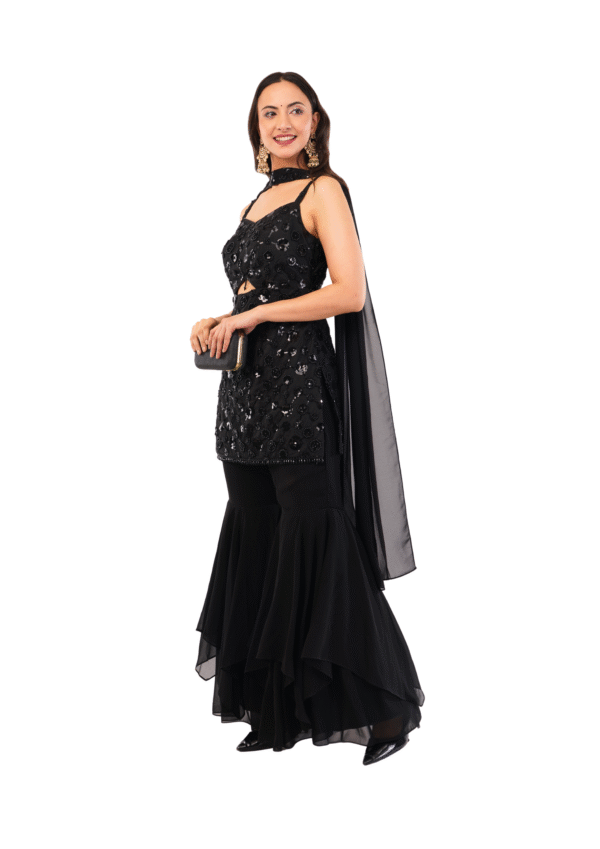 Designer Black Gharara Suit Set - Image 2