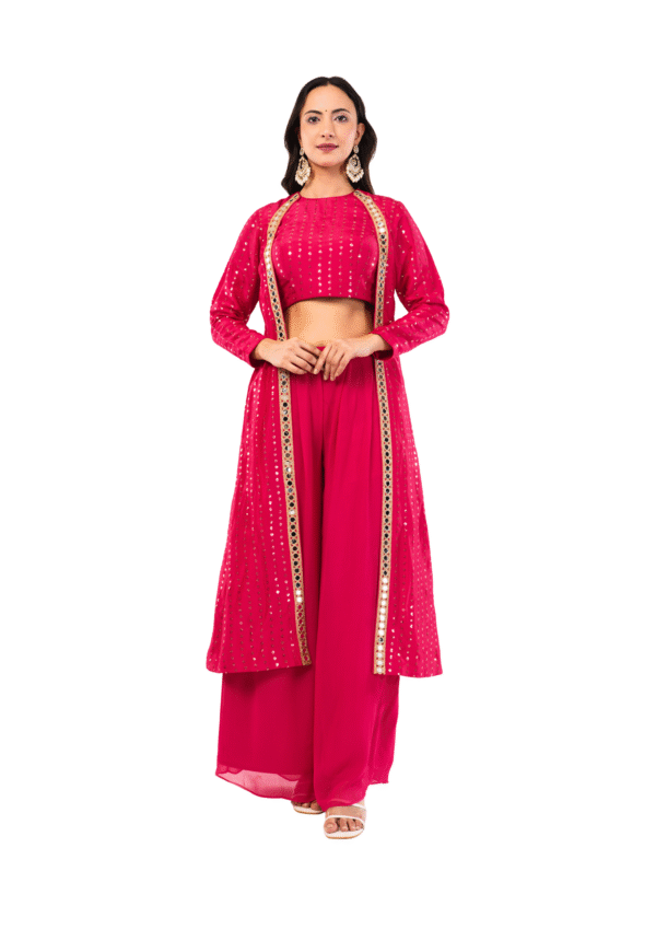 Three-Piece Mirror Work Ethnic Ensemble - Image 12