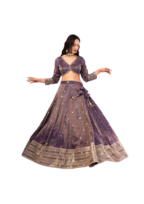 Bandhani Embroidered Lehenga Outfit - Image 3