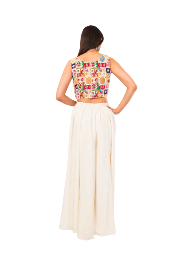 Stylish Ethnic Crop Top & Palazzo Dress - Image 3