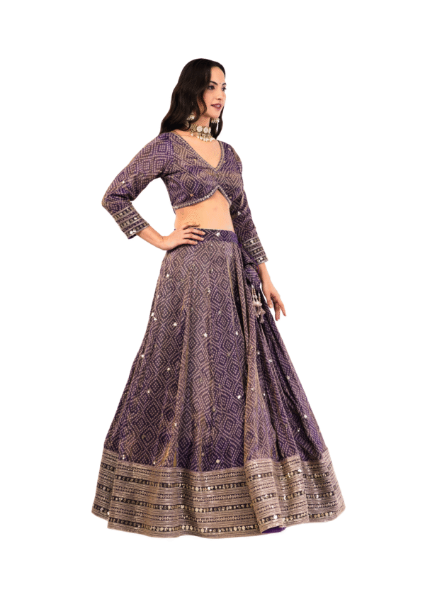 Bandhani Embroidered Lehenga Outfit - Image 5