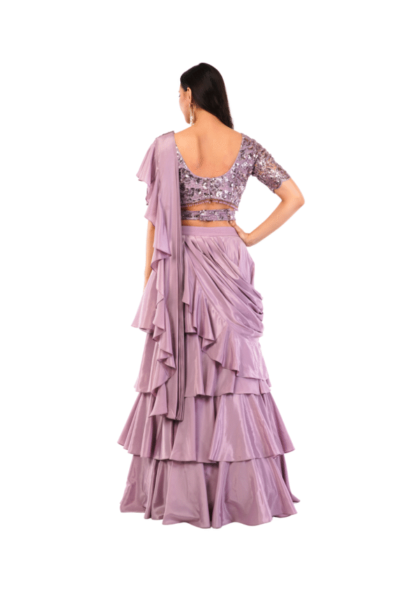 Luxury Lavender Crepe Lehenga Set - Image 4