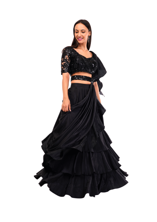 Luxury Lavender Crepe Lehenga Set - Image 7