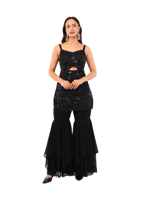 Designer Black Gharara Suit Set - Image 5