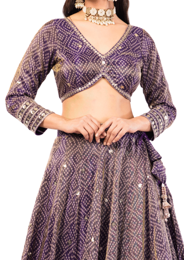 Bandhani Embroidered Lehenga Outfit - Image 4