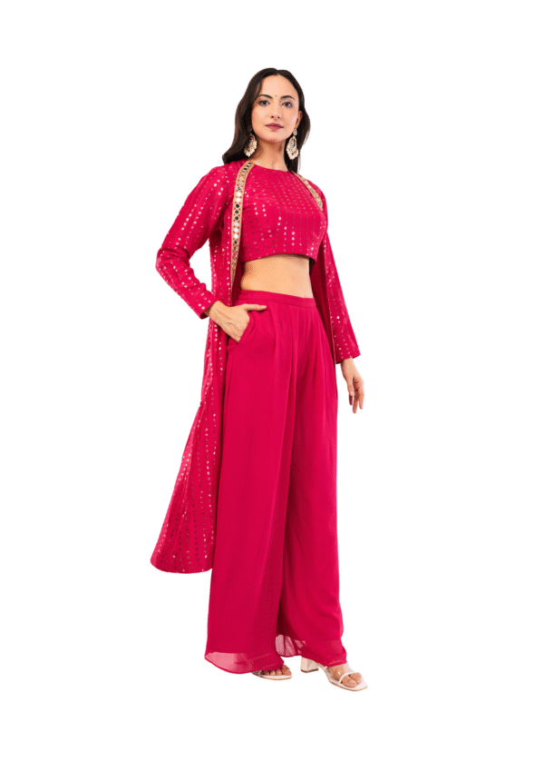 Three-Piece Mirror Work Ethnic Ensemble - Image 15
