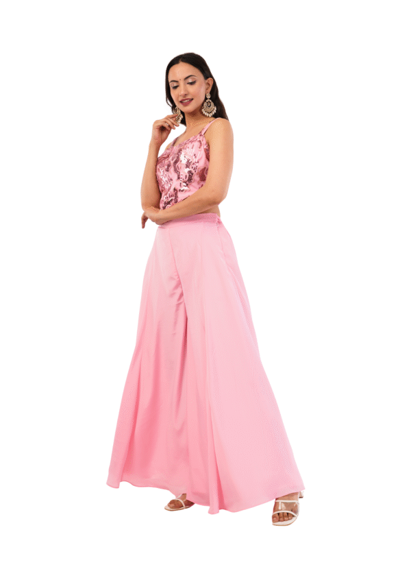 Designer Cut Work Crop Top with Palazzo - Image 12