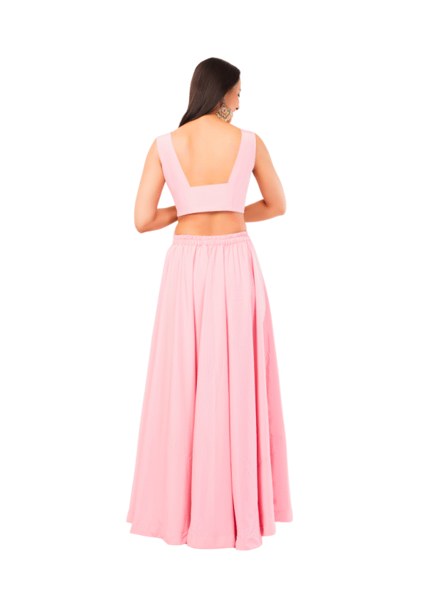 Designer Cut Work Crop Top with Palazzo - Image 6