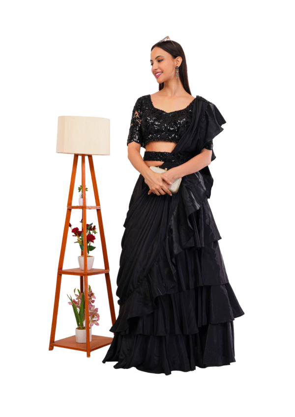 Luxury Lavender Crepe Lehenga Set - Image 6