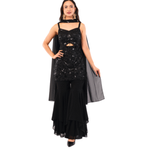 Designer Black Gharara Suit Set